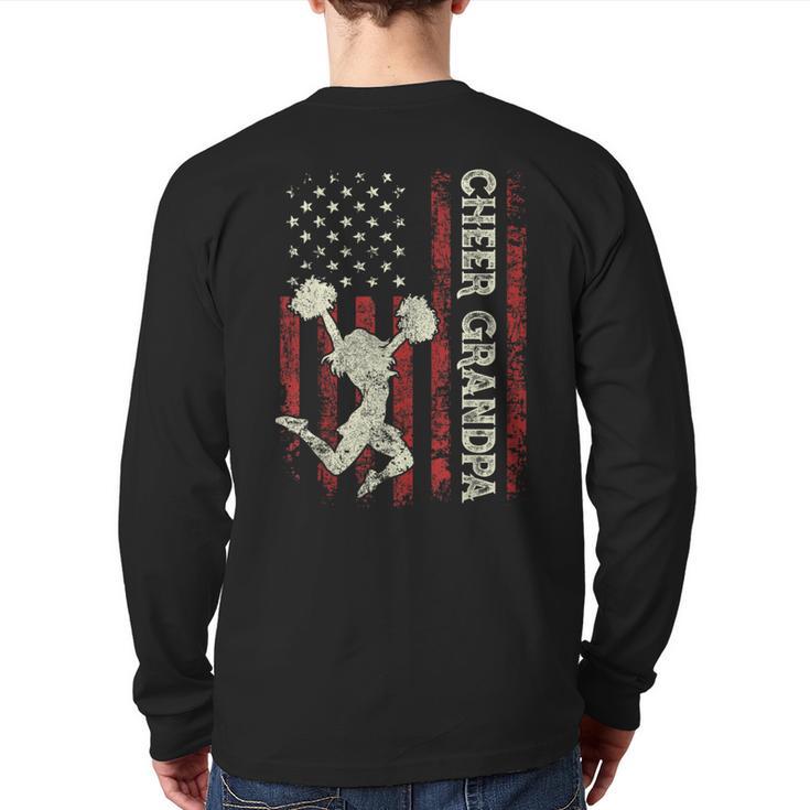 Cheer Grandpa US Flag Dad Patriotic Cheerleader Fathers Day Long Sleeve T-Shirt Back Print