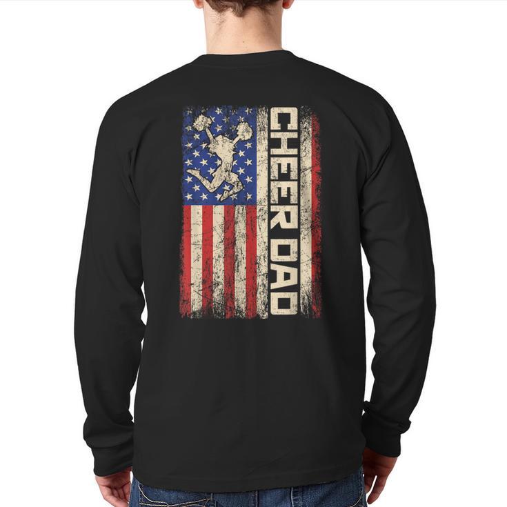 Cheerleader Dad Cheer Dad American US Flag Father Team Long Sleeve T-Shirt Back Print