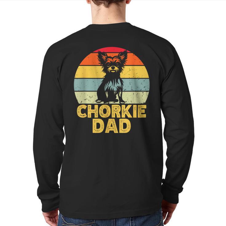 Chorkie Dad Retro Sunset Chihuahua Yorkie Mix Lover Long Sleeve T-Shirt Back Print