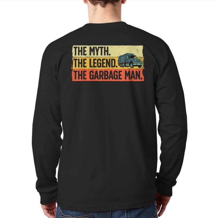 Cool Garbage Man Art For Men Dad Father Garbage Dump Truck Long Sleeve T-Shirt Back Print