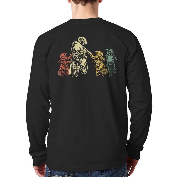 Cool Motocross Dirt Bike Biker Dad & Sons Father's Day Long Sleeve T-Shirt Back Print