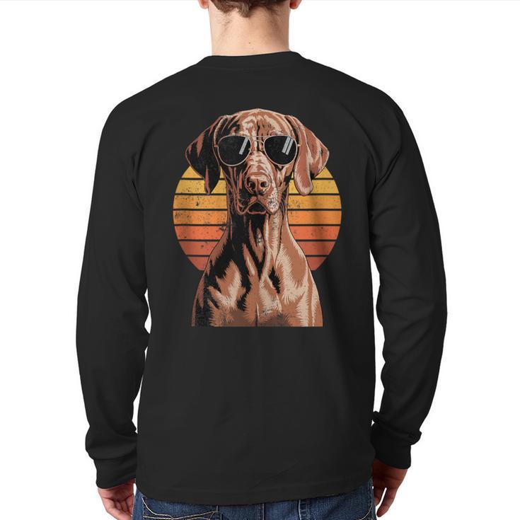 Cool Retro Vizsla Dog Mom Dad Vintage Pet Lovers Long Sleeve T-Shirt Back Print