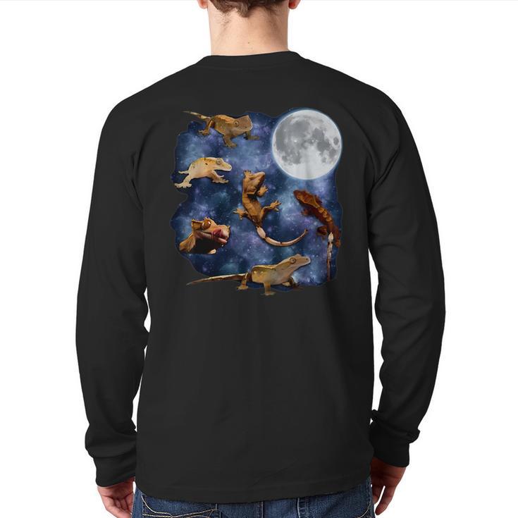 Crested Gecko Moon Retro Reptile Mom Dad Breeder Lover Long Sleeve T-Shirt Back Print