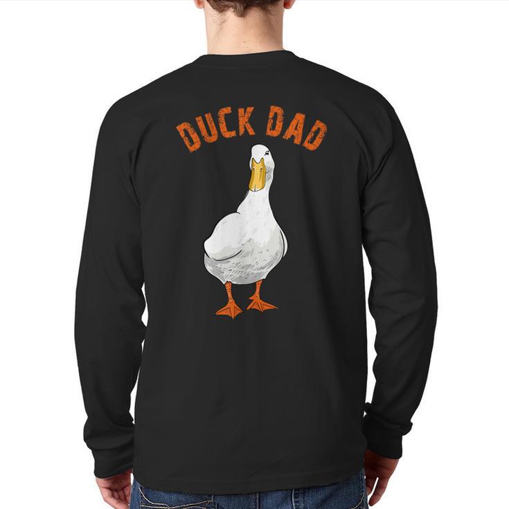 Cute Duck Dad Lover Illustration Duck Owner Long Sleeve T-Shirt Back Print
