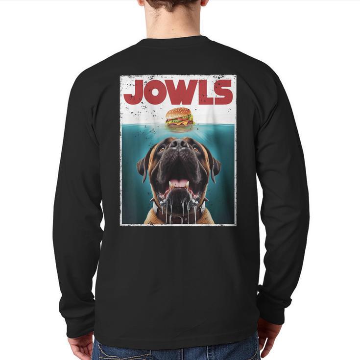 Cute English Mastiff Jowls Burger Bullmastiff Dog Mom Dad Long Sleeve T-Shirt Back Print