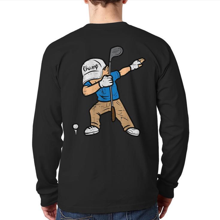 Dabbing Golfer Golfing Golfer Dad Men Boys Kids Youth Long Sleeve T-Shirt Back Print