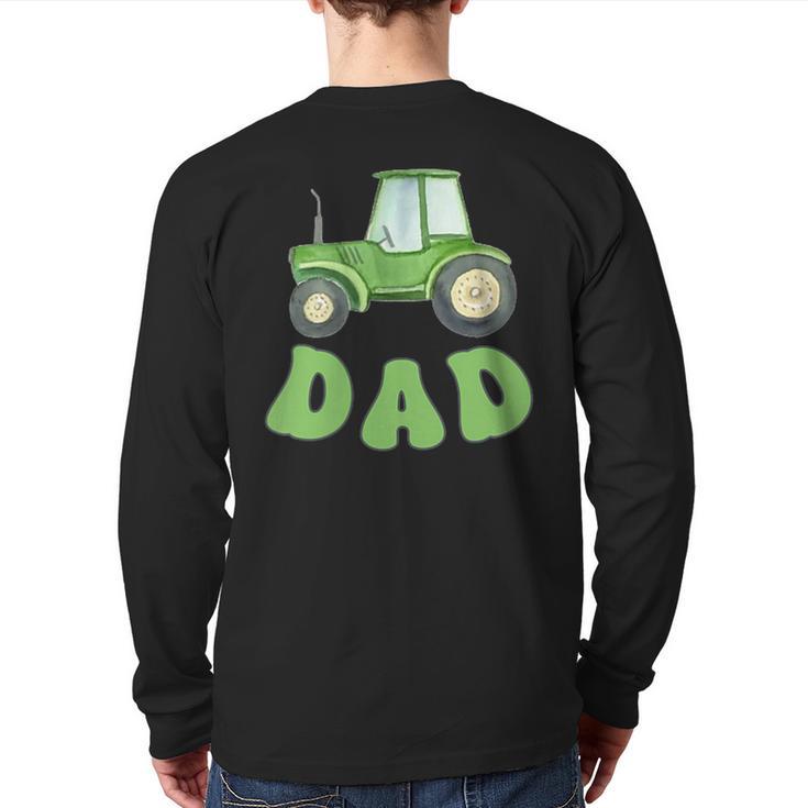 Dad Of The Birthday Boy Tractor Farm Trucks Family Party Long Sleeve T-Shirt Back Print