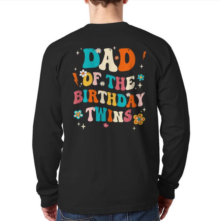 Dad Of The Birthday Twins Boys Girls Party Retro Bday Long Sleeve T-Shirt Back Print