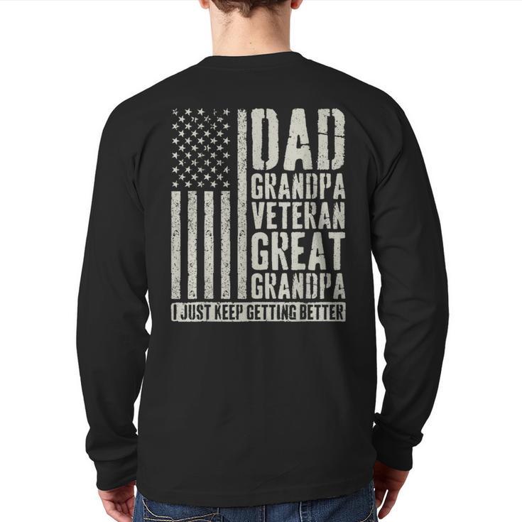 Dad Grandpa Veteran Great Grandpa Long Sleeve T-Shirt Back Print