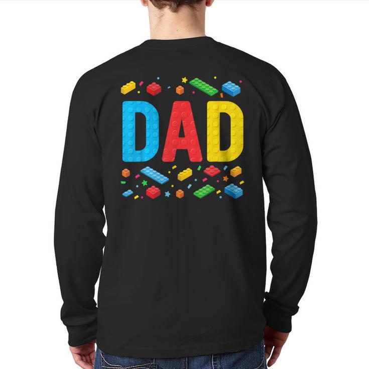 Dad Master Builder Building Bricks Blocks Family Fathers Day Long Sleeve T-Shirt Back Print