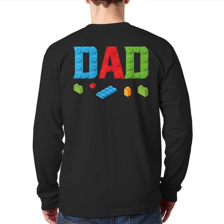 Dad Master Builder Building Bricks Blocks Family Set Parents Small Long Sleeve T-Shirt Back Print