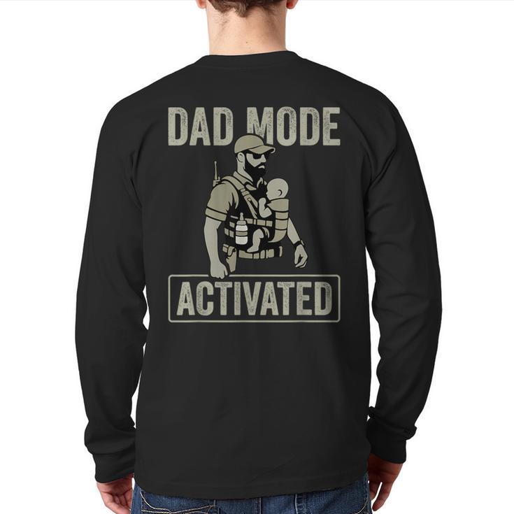 Dad Mode Activated Tactical Baby Carrier Military Father Long Sleeve T-Shirt Back Print