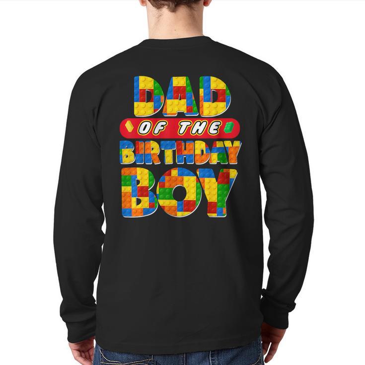 Dad And Mom Birthday Boy Building Bricks Family Party Decor Long Sleeve T-Shirt Back Print
