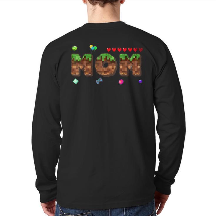 Dad And Mom Of The Birthday Boy Pixel Game Matching Family Long Sleeve T-Shirt Back Print