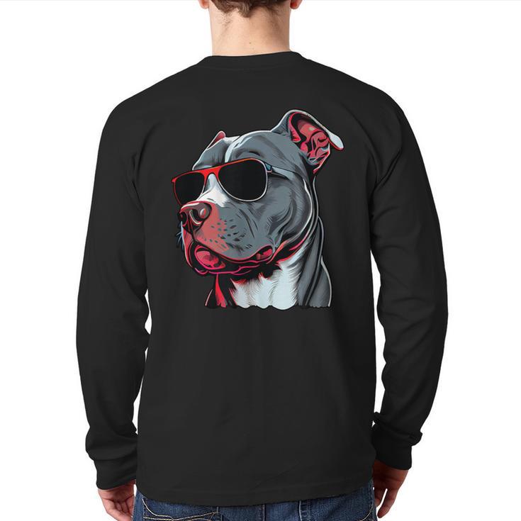 Dad Mom Cool Dog Sunglasses Pitbull Long Sleeve T-Shirt Back Print