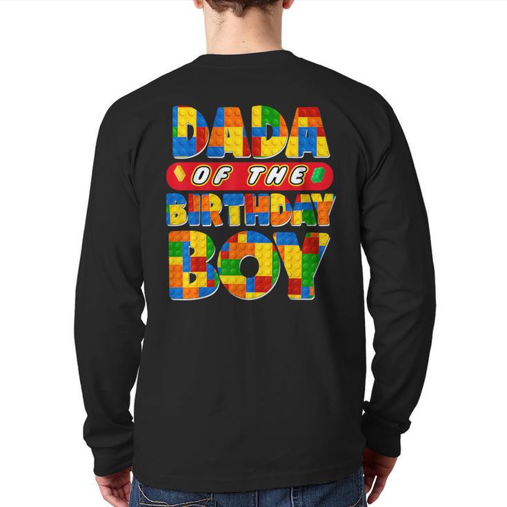 Dad And Mom Dada Birthday Boy Building Bricks Family Party Long Sleeve T-Shirt Back Print