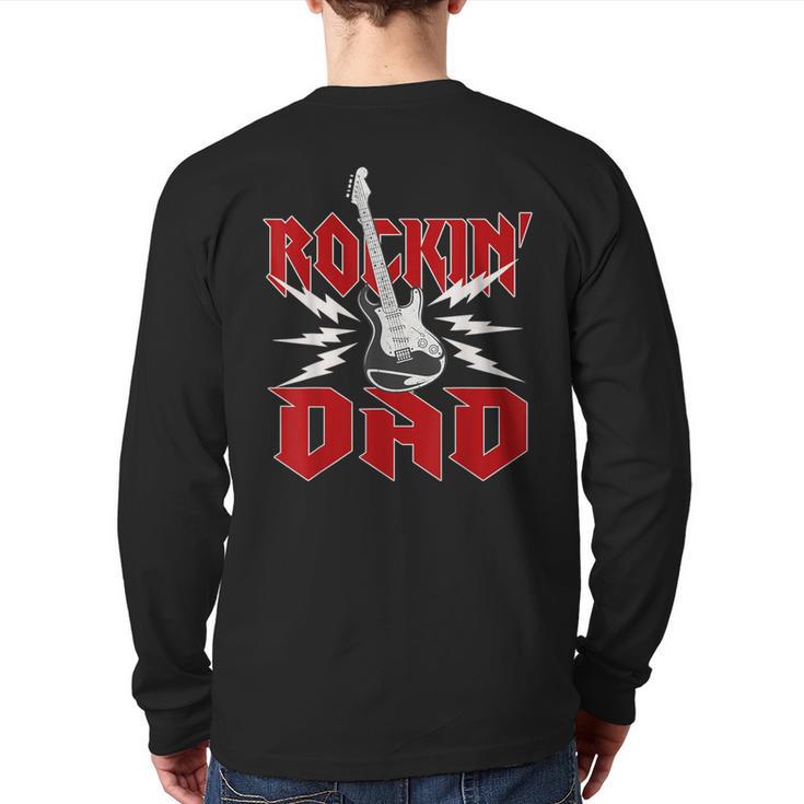 Dad Rockin One Birthday Family Matching Rock Guitar Long Sleeve T-Shirt Back Print