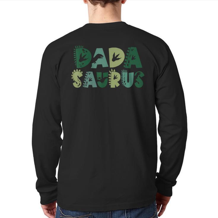 Dada Saurus Dad Dinosaur Three Rex Birthday Boy Girl Family Long Sleeve T-Shirt Back Print