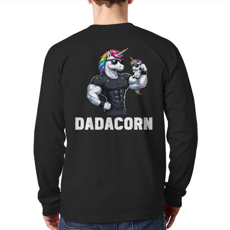 Dadacorn Unicorn Dad Papa Father's Day Daughter Long Sleeve T-Shirt Back Print