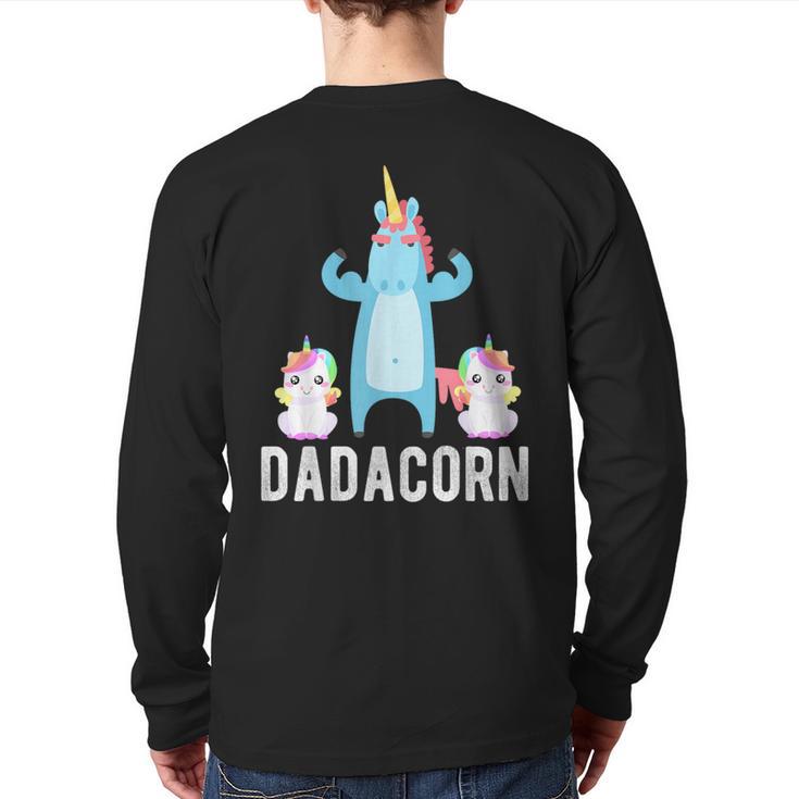 Dadacorn Unicorn Lover Tee For Papa Dad And Kid Long Sleeve T-Shirt Back Print