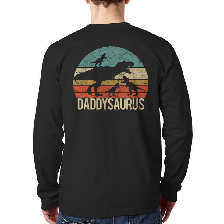 Daddy Dinosaur Daddysaurus 3 Three Kids Xmas Long Sleeve T-Shirt Back Print