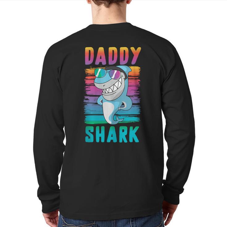 Daddy Shark Retro Vintage Dad Long Sleeve T-Shirt Back Print