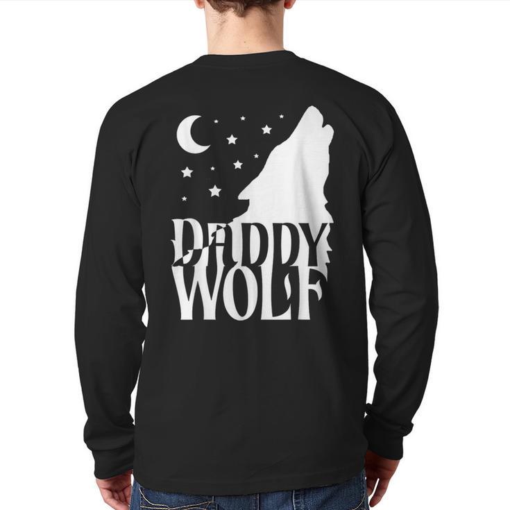 Daddy Wolf Matching Family Tribe Wolves Moon Long Sleeve T-Shirt Back Print