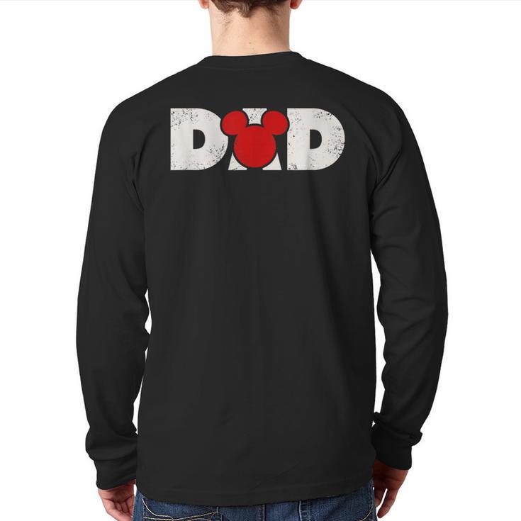 Disney Mickey And Friends Dad Mickey Distressed Text Logo Long Sleeve T-Shirt Back Print