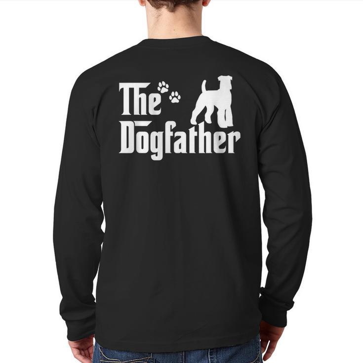 The Dogfather Tee Fathers Day Dad Dog Lover Schnauzer For Men Women Girls Kids Long Sleeve T-Shirt Back Print