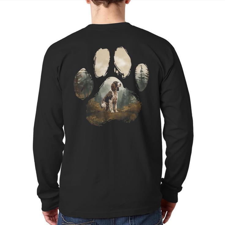 English Springer Spaniel Mountain Paw Dog Mom Dad Long Sleeve T-Shirt Back Print