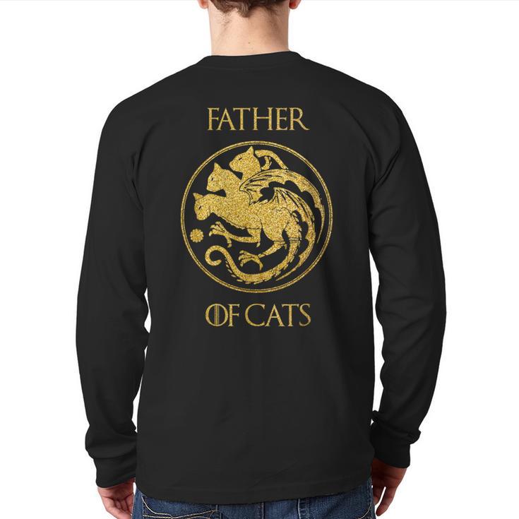 Father Of Cats Shirt Cat Dad Cat Daddy Long Sleeve T-Shirt Back Print