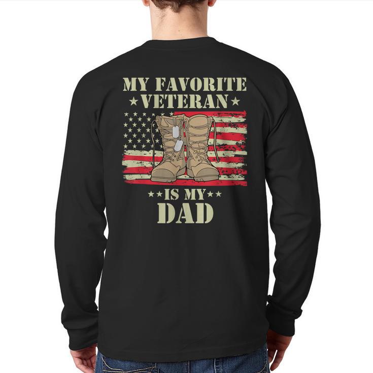 Father Veterans Day My Favorite Veteran Is My Dad Proud Kids Long Sleeve T-Shirt Back Print