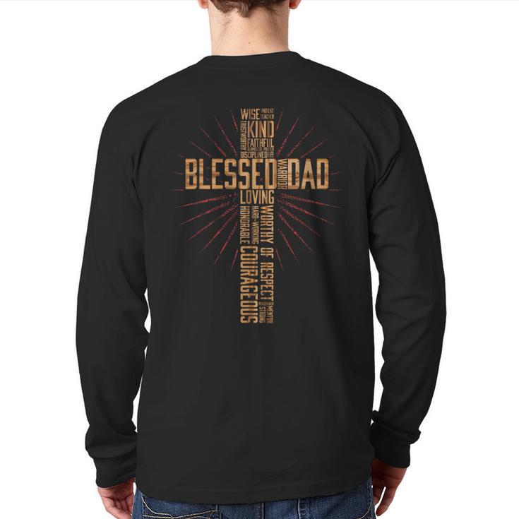 Father's Day Dad Husband Blessed Dad Christian Long Sleeve T-Shirt Back Print