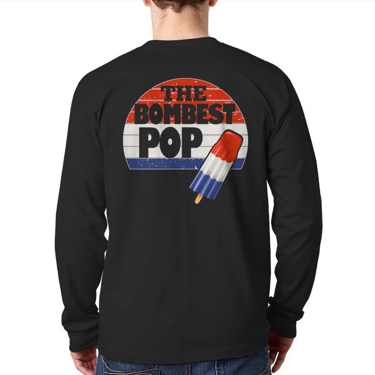 Fathers Day Shirt Cool Dad Bombest Pop Retro 80s Dad Long Sleeve T-Shirt Back Print