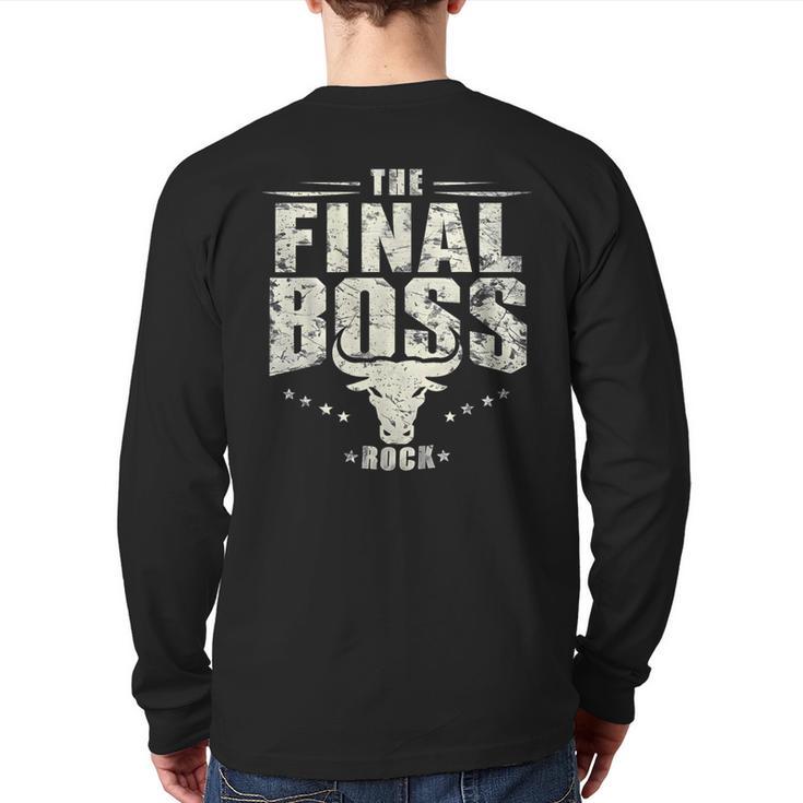 The Final Boss Vintage Rock Bull Fun Tee For Strong Dads Long Sleeve T-Shirt Back Print