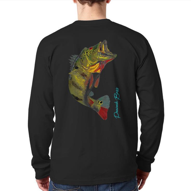Fishing Shirts PEACOCK BASS Fishing Art Shirt For Dad Long Sleeve T-Shirt Back Print