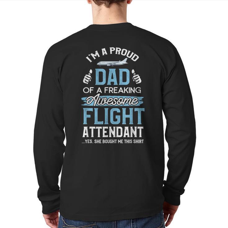 Flight Attendant Shirt For Dad Father Flight Attendant Long Sleeve T-Shirt Back Print