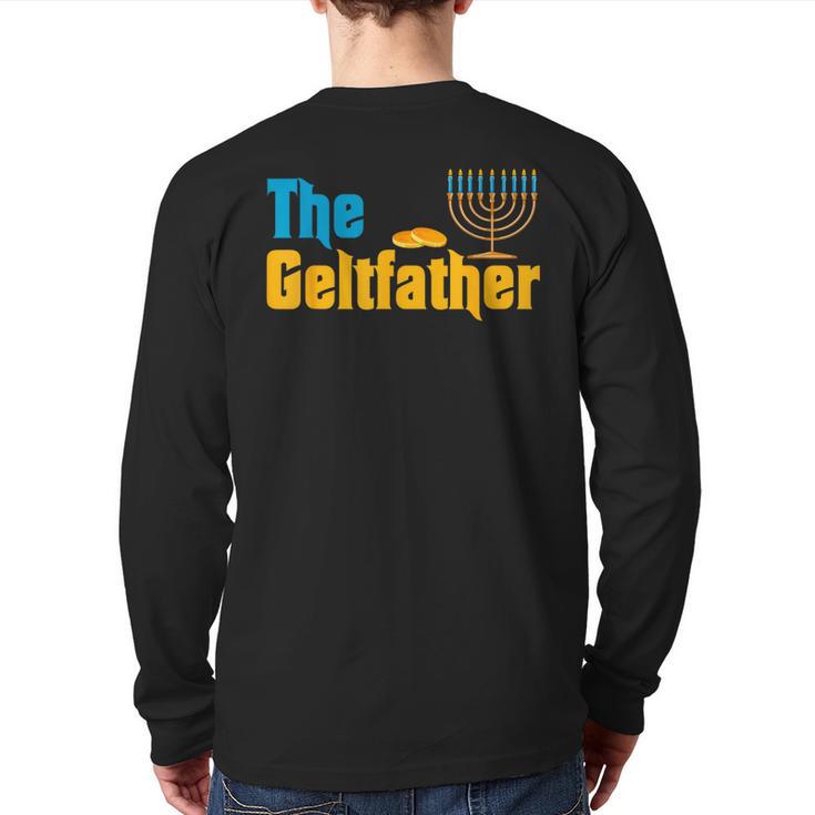 Gelt Father Hanukkah Menorah Jewish Dad Pajamas Long Sleeve T-Shirt Back Print