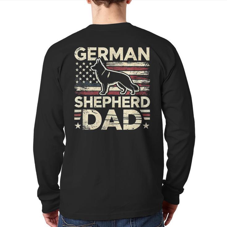 German Shepherd Dad Shirt American Flag German Shepherds Long Sleeve T-Shirt Back Print