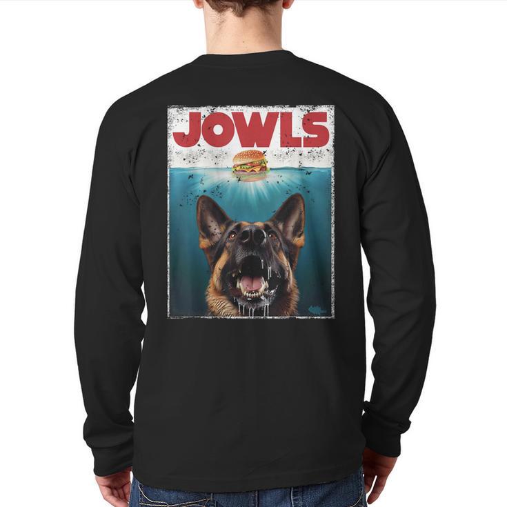 German Shepherd Jowls Hamburger GSG Dog Mom Dog Dad Long Sleeve T-Shirt Back Print