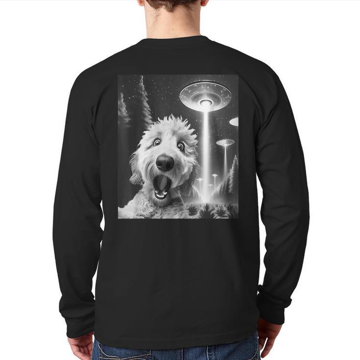 Goldendoodle Alien UFO Taking a Selfie Dog Mom Dad Long Sleeve T-Shirt Back Print
