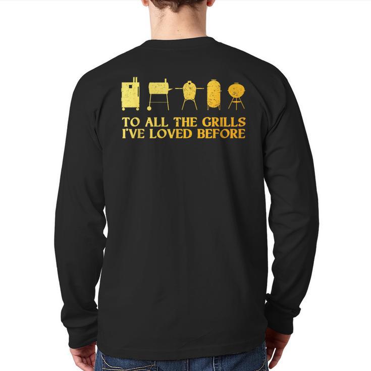 Grilling Art For Men Dad Barbecue Meat Smoking BBQ Long Sleeve T-Shirt Back Print