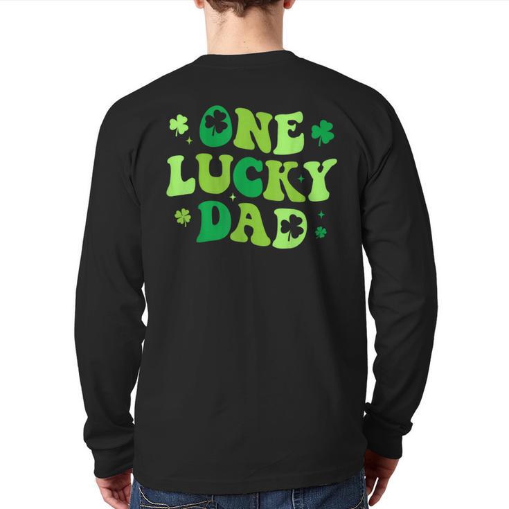 Groovy St Patrick's Day Apparel One Lucky Dad Shirt  Small Modern Groovy St Patrick's Day Shirt Long Sleeve T-Shirt Back Print