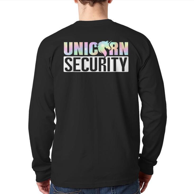 Halloween Mom Dad Daughter Adult Costume Unicorn Security Long Sleeve T-Shirt Back Print