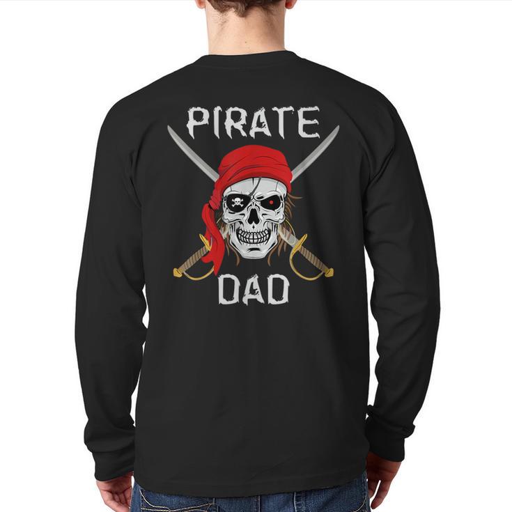 Halloween Pirate Skull Apparel Pirate Dad  V-Neck Short Sleeve Cotton 100 T-Shirt Small Long Sleeve T-Shirt Back Print