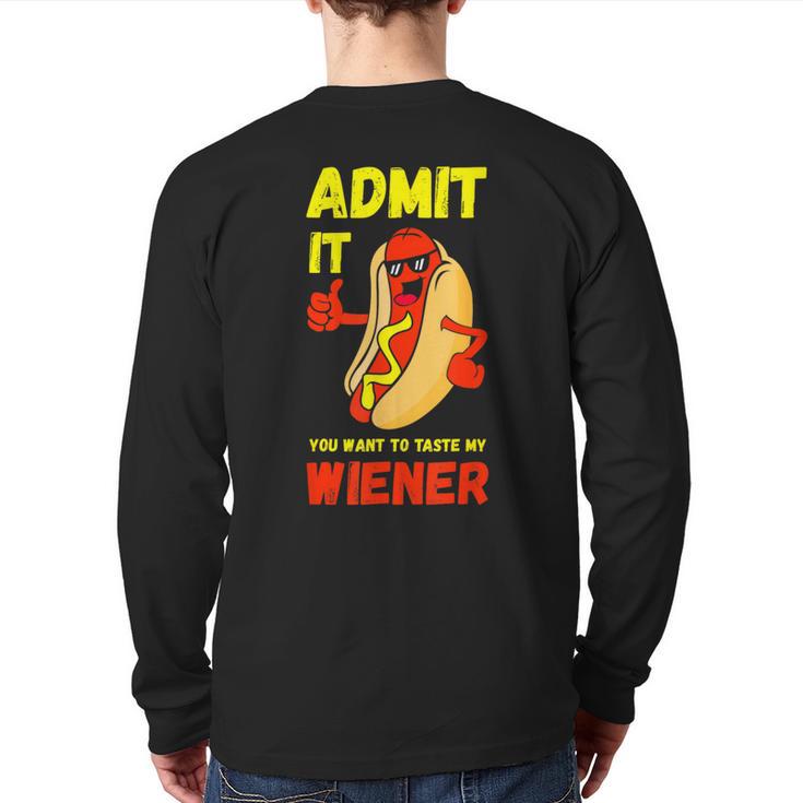 Hilarious Hot Dog Dad Joke Text Pun Dirty Joke -Barbecue Long Sleeve T-Shirt Back Print