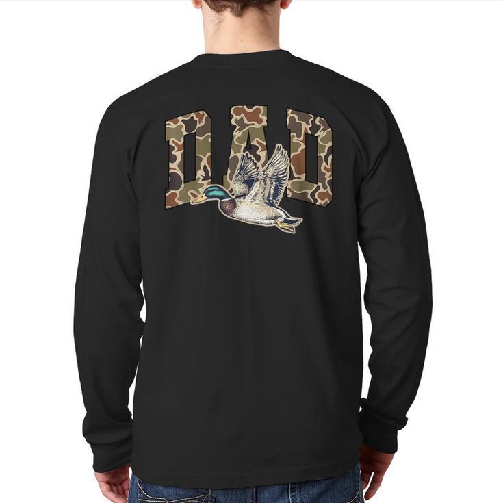 Hunting Dad Duck Camouflage Camo Preppy Camo Dad Camo Long Sleeve T-Shirt Back Print