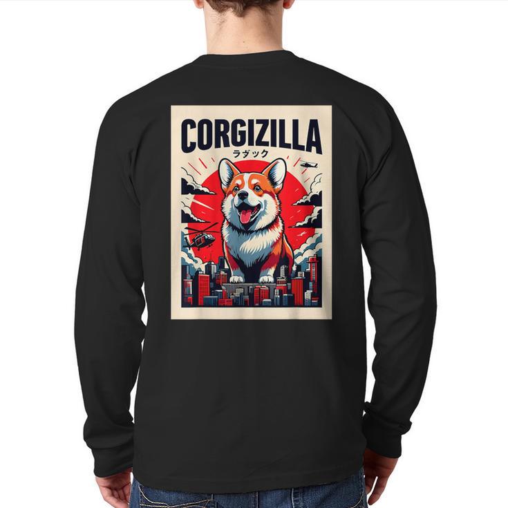 Japanese Art Corgi Dog Mom Dad Long Sleeve T-Shirt Back Print