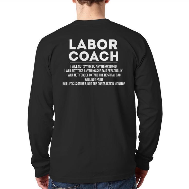 Labor Coach Delivery Checklist For New Dads Long Sleeve T-Shirt Back Print