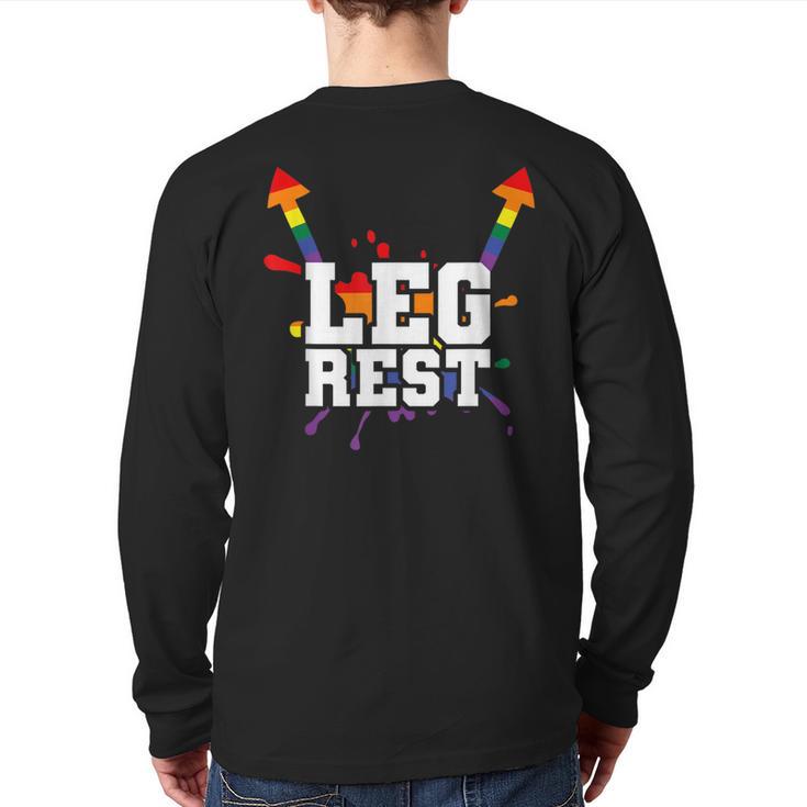 Leg Rest Naughty Dad Joke Vagitarian Lesbian Long Sleeve T-Shirt Back Print